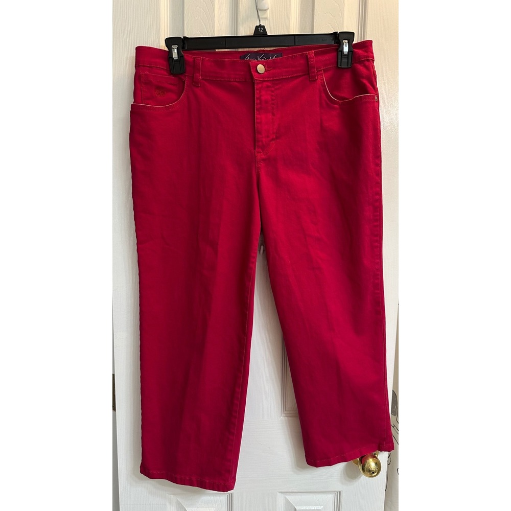 Gloria Vanderbilt Red Capri Pants Rhinestone Pocket Size 12 Cropped Trousers